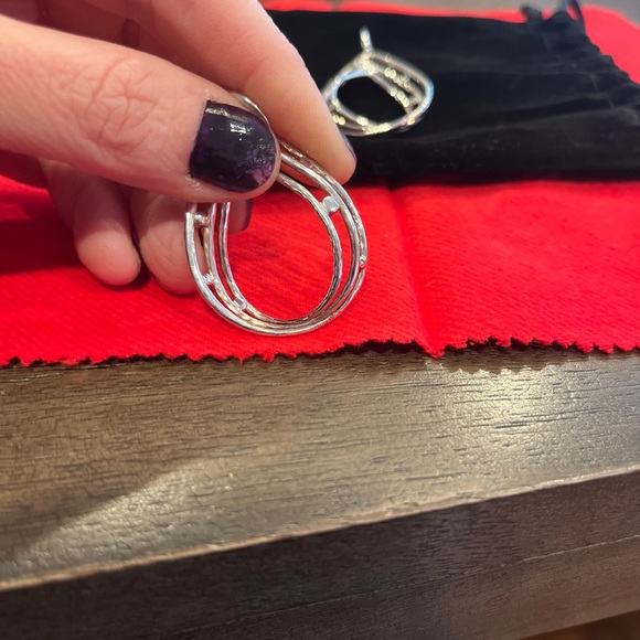 IPPOLITA BEZEL SET DIAMOND & Hammered Sterling Pear shape Drop Earrings - Picture 11 of 13